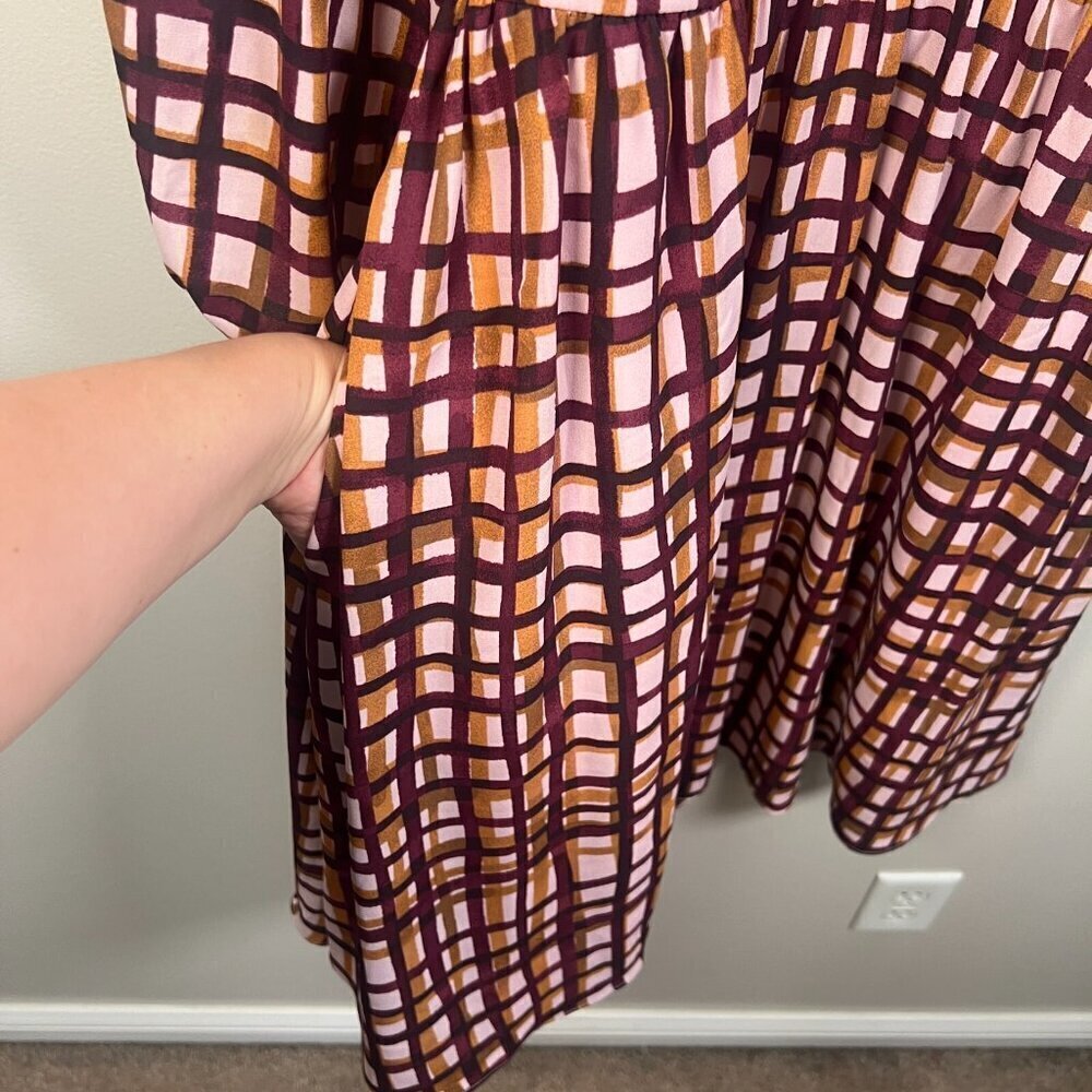 Gal Meets Glam Lindsey Windowpane Dress Size 0 Tie Neck Twee Work Office Preppy - Picture 9 of 12